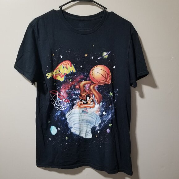 Space Jam Black T Shirt Tazmanian Devil Basketball Men's Medium - Picture 1 of 6